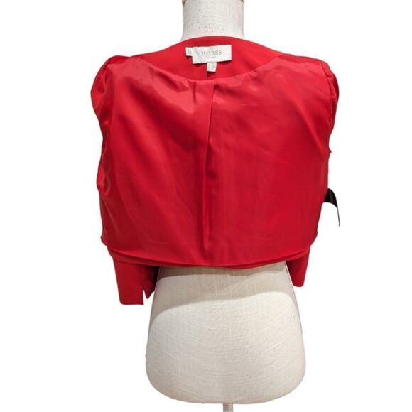 Hobbs London Elize Red Cropped Open Front 3/4 Sleeve Blazer Jacket Sz 4 Petite - Picture 9 of 12